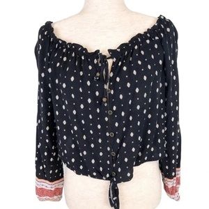 Altar'd State Button-Down Off-Shoulder Boho Blouse - Medium